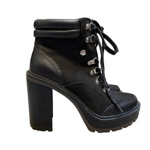 Jennifer Lopez Rigly Platform Ankle Boots 7M EU 37.5 Black Heels Academia Twee